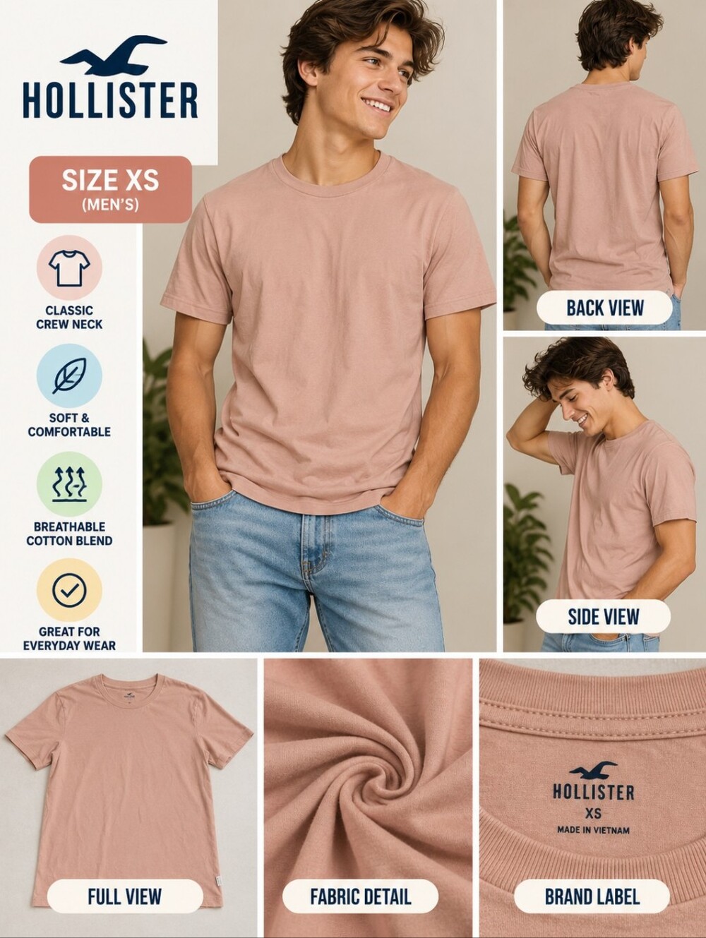 Hollister mens XS orange short sleeve shirt #20